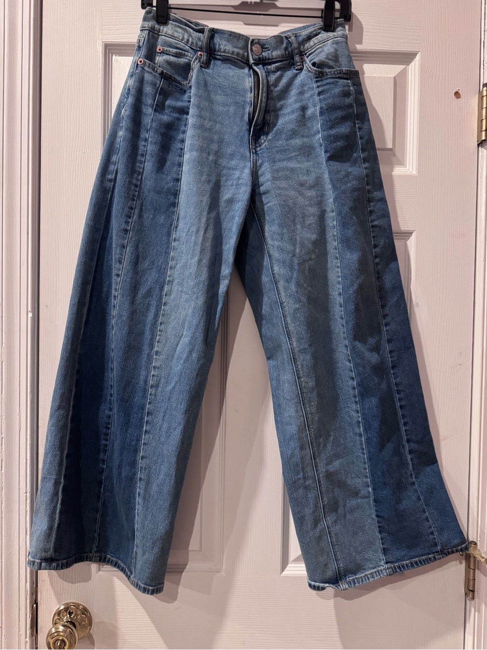 American Eagle Outfitters Panel Wide-Leg Denim Jeans in Blue